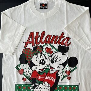 Vintage Atlanta Braves Mickey Minnie Mouse 95 Tshirt Size M Single Stitch Signal